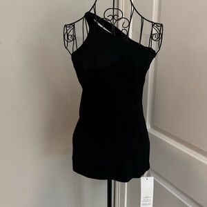 NWT Marcellamoda One Asymmetrical Shoulder Strap Black Tank Top Size Small
